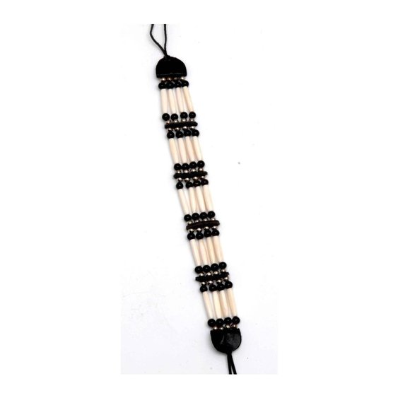 Handmade Traditional 4 Row Black Buffalo Bone Hairpipe Tribal Choker Necklace - Picture 1 of 1